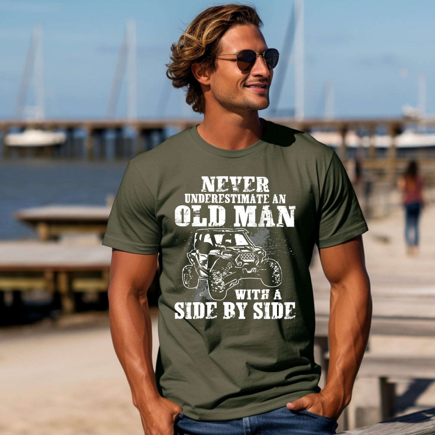 Old Man With a Side By Side Shirt