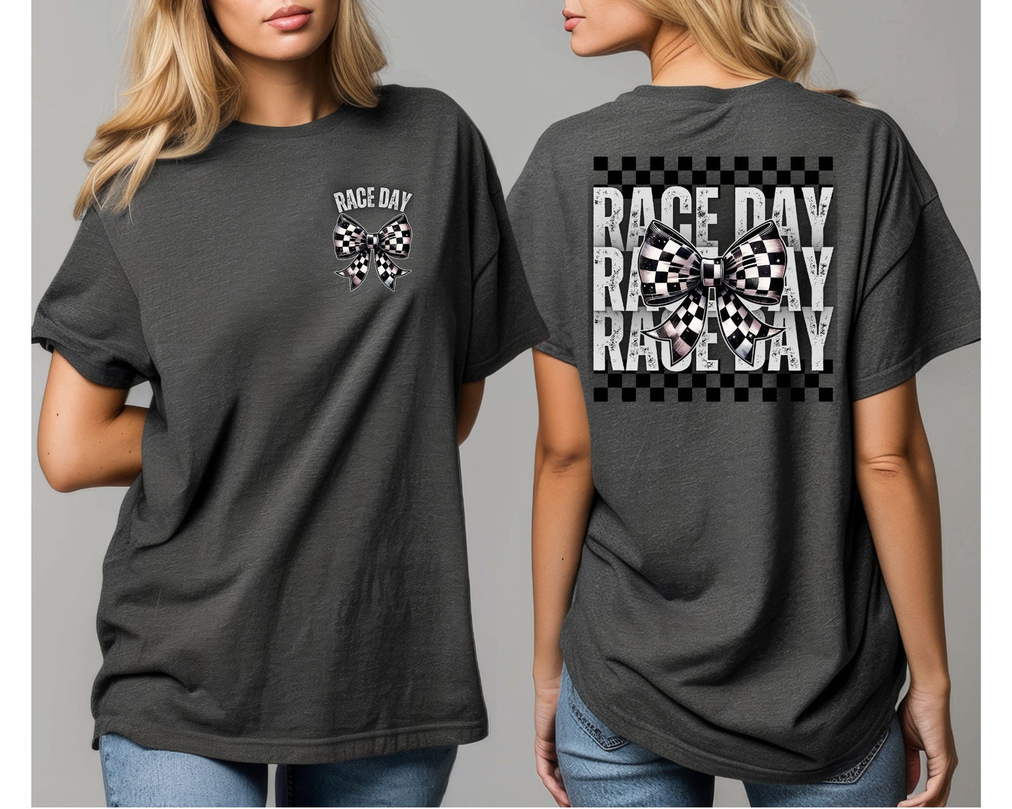 Race Day w/ Checkered Bow Shirt