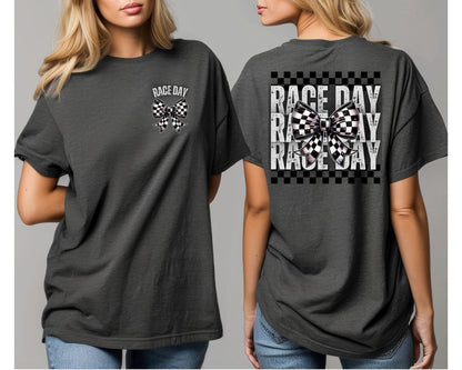 Race Day w/ Checkered Bow Shirt