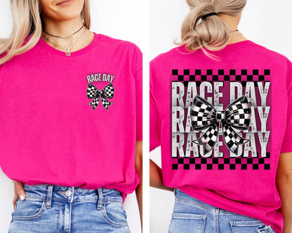 Race Day w/ Checkered Bow Shirt