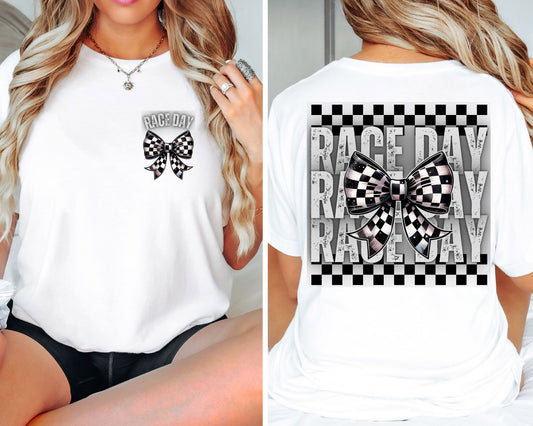 Race Day w/ Checkered Bow Shirt