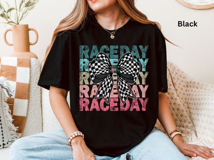 Colored Race Day Checkered Bow Shirt