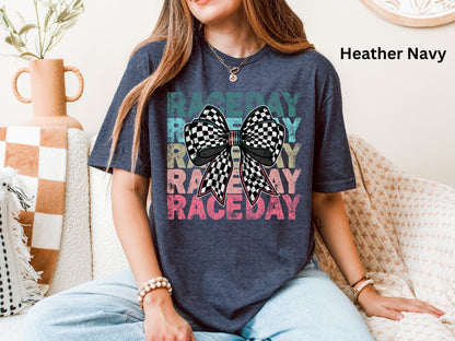 Colored Race Day Checkered Bow Shirt